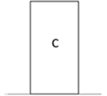 Line drawing of a rectangular block with the alphabet C in the center